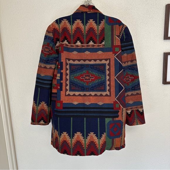 Rhonda Stark Vintage 80s 90s tapestry Indian blanked Aztec blazer jacket coat - Picture 7 of 13